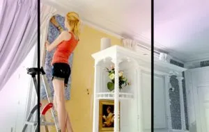 My Home Decor DIY Makeover: Living Room - hilary wallpaper